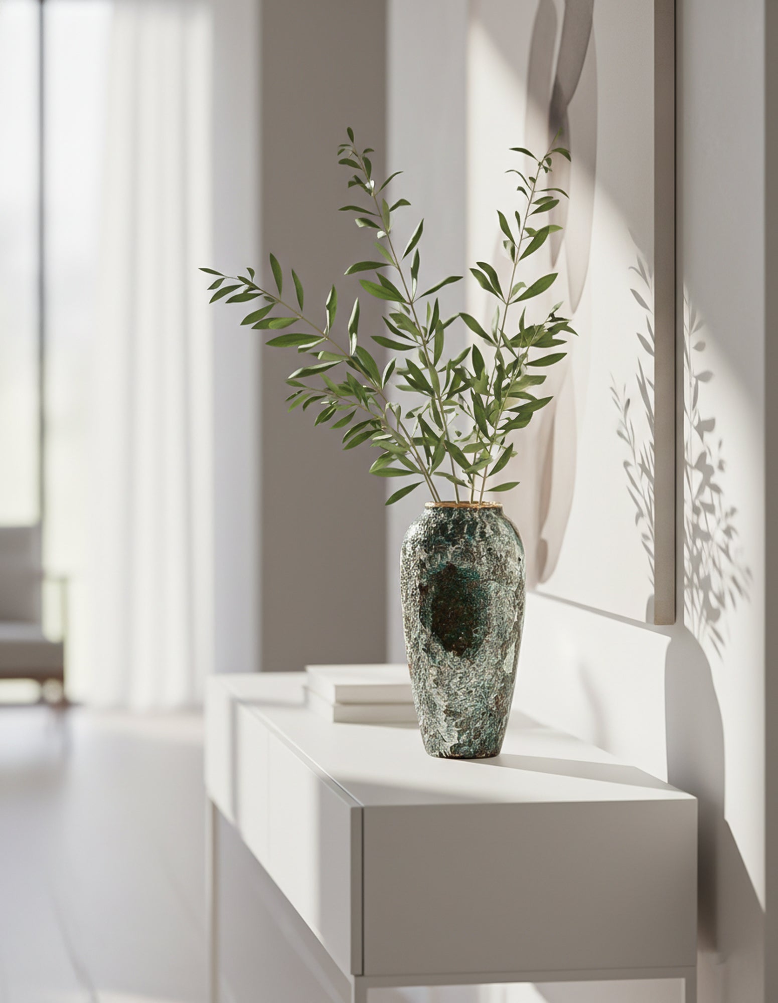 SOGA 35x17cm Green Large Ceramic Flower Vase Elegant Living Room Home Decor