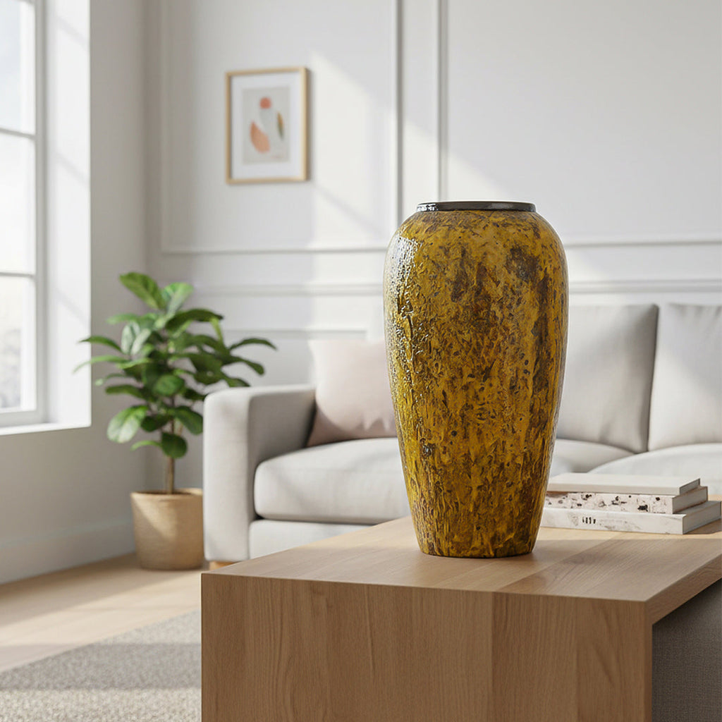 SOGA 35x17cm Yellow Large Ceramic Flower Vase Elegant Living Room Home Decor