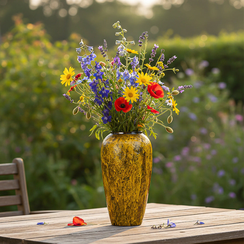 SOGA 35x17cm Yellow Large Ceramic Flower Vase Elegant Living Room Home Decor