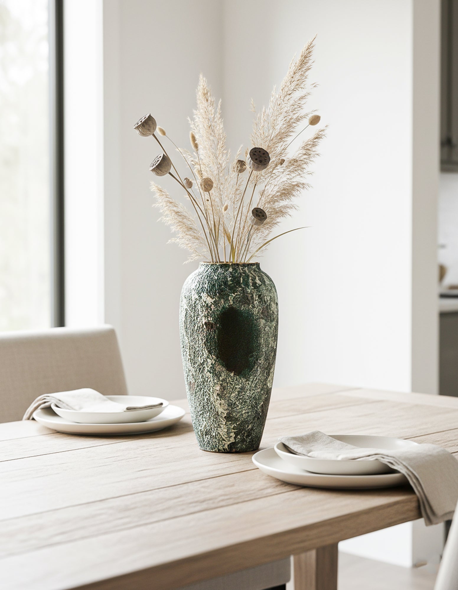 SOGA 35x17cm Green Large Ceramic Flower Vase Elegant Living Room Home Decor