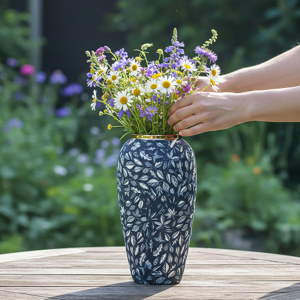 SOGA 35x17cm Blue Large Ceramic Flower Vase Elegant Living Room Home Decor