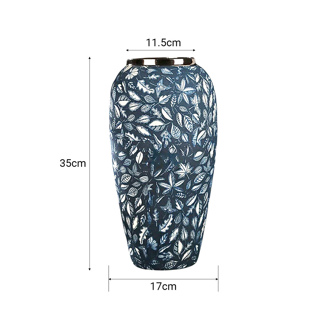 SOGA 35x17cm Blue Large Ceramic Flower Vase Elegant Living Room Home Decor