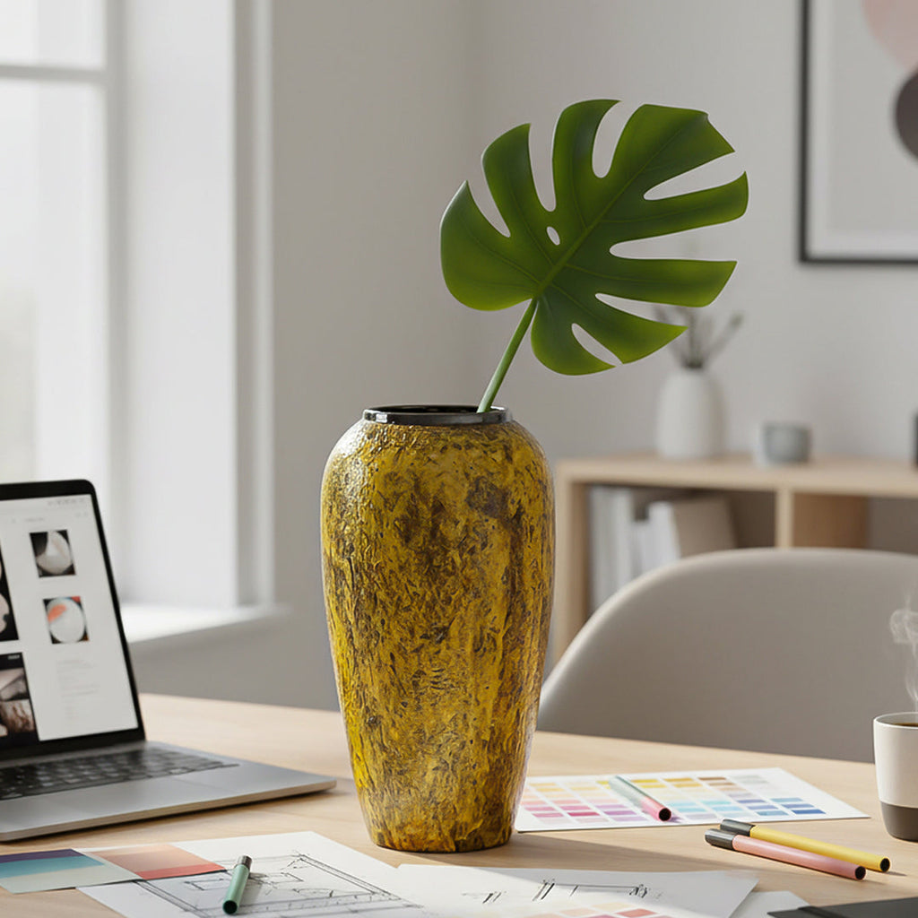 SOGA 35x17cm Yellow Large Ceramic Flower Vase Elegant Living Room Home Decor