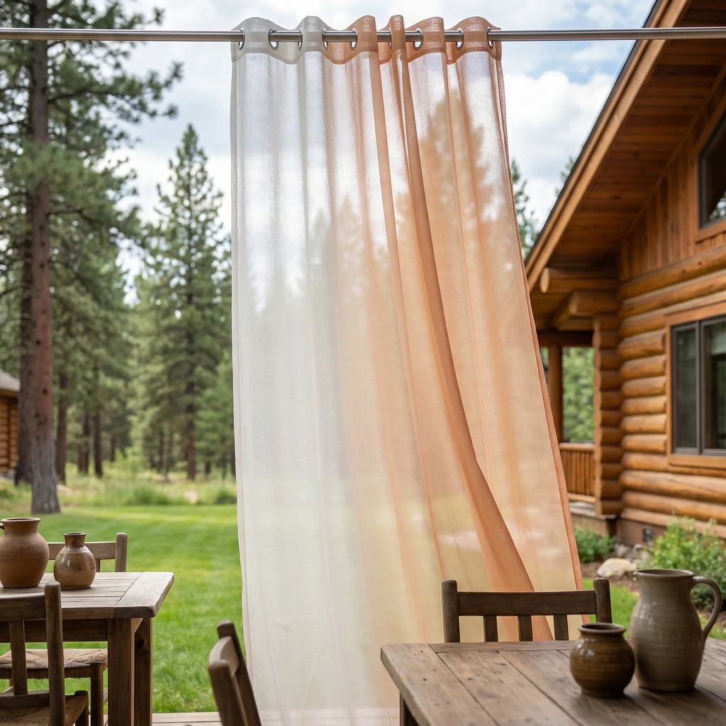 Linen Texture Ombre Outdoor Sheer Curtains