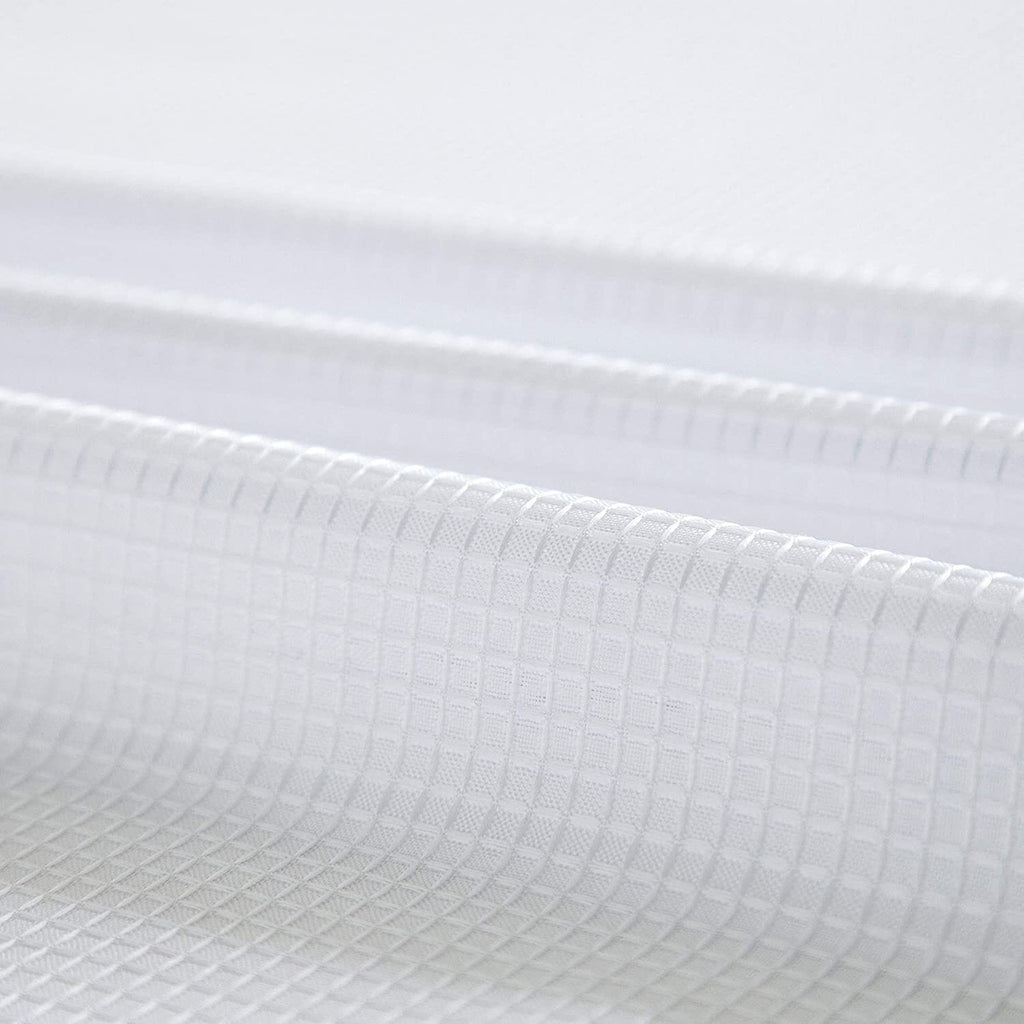 White Sheer and Grid Shower Curtain and Liner Set