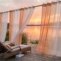 Linen Texture Ombre Outdoor Sheer Curtains