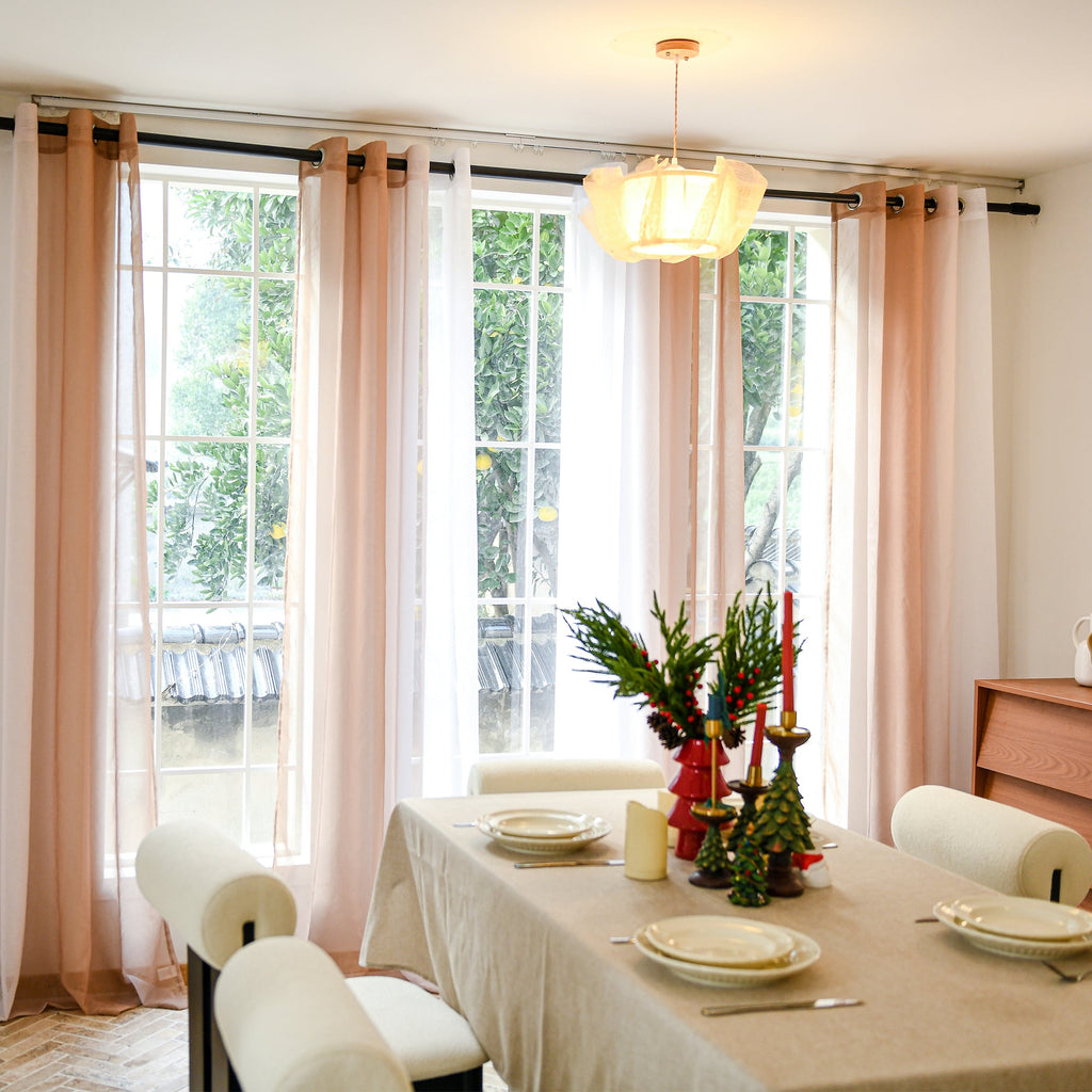 Custom Linen Texture Ombre Sheer Curtains