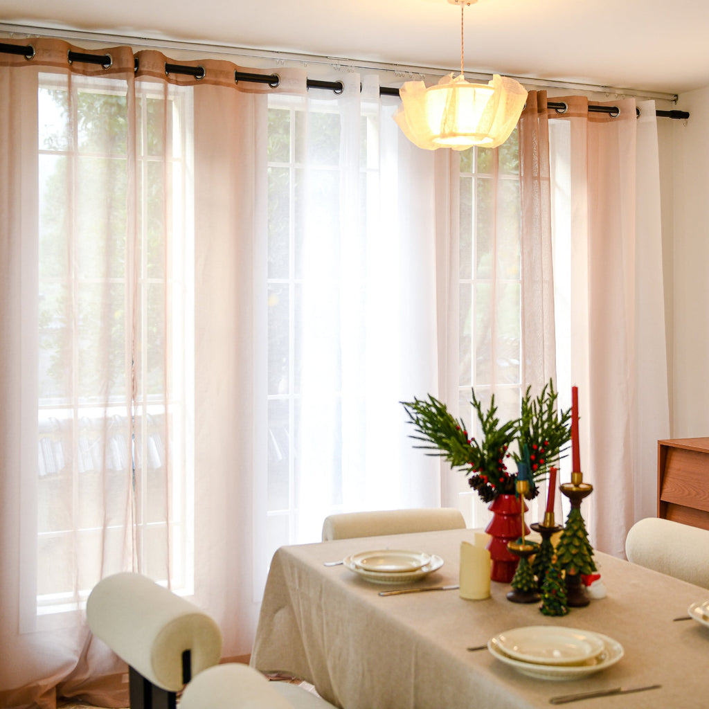 Custom Linen Texture Ombre Sheer Curtains