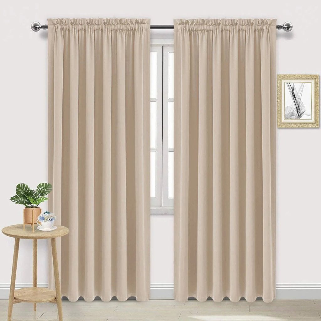 DWCN Rod Pocket Blackout Curtains, Set of 2 Panels
