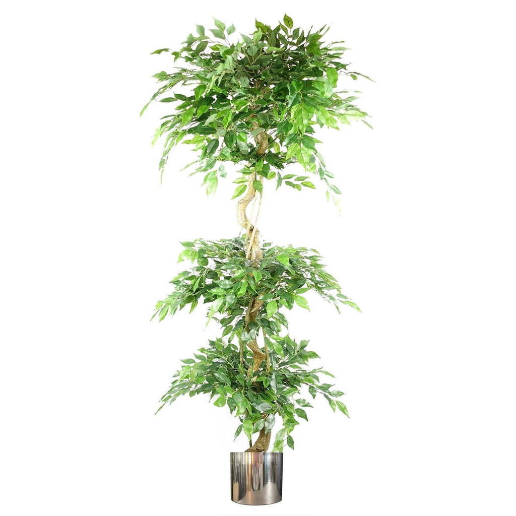 Artificial Ficus Triple Ball Tree 6ft Silver Metal Planter