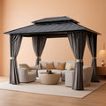10x14ft Hardtop Gazebo Outdoor Patio With Curtains