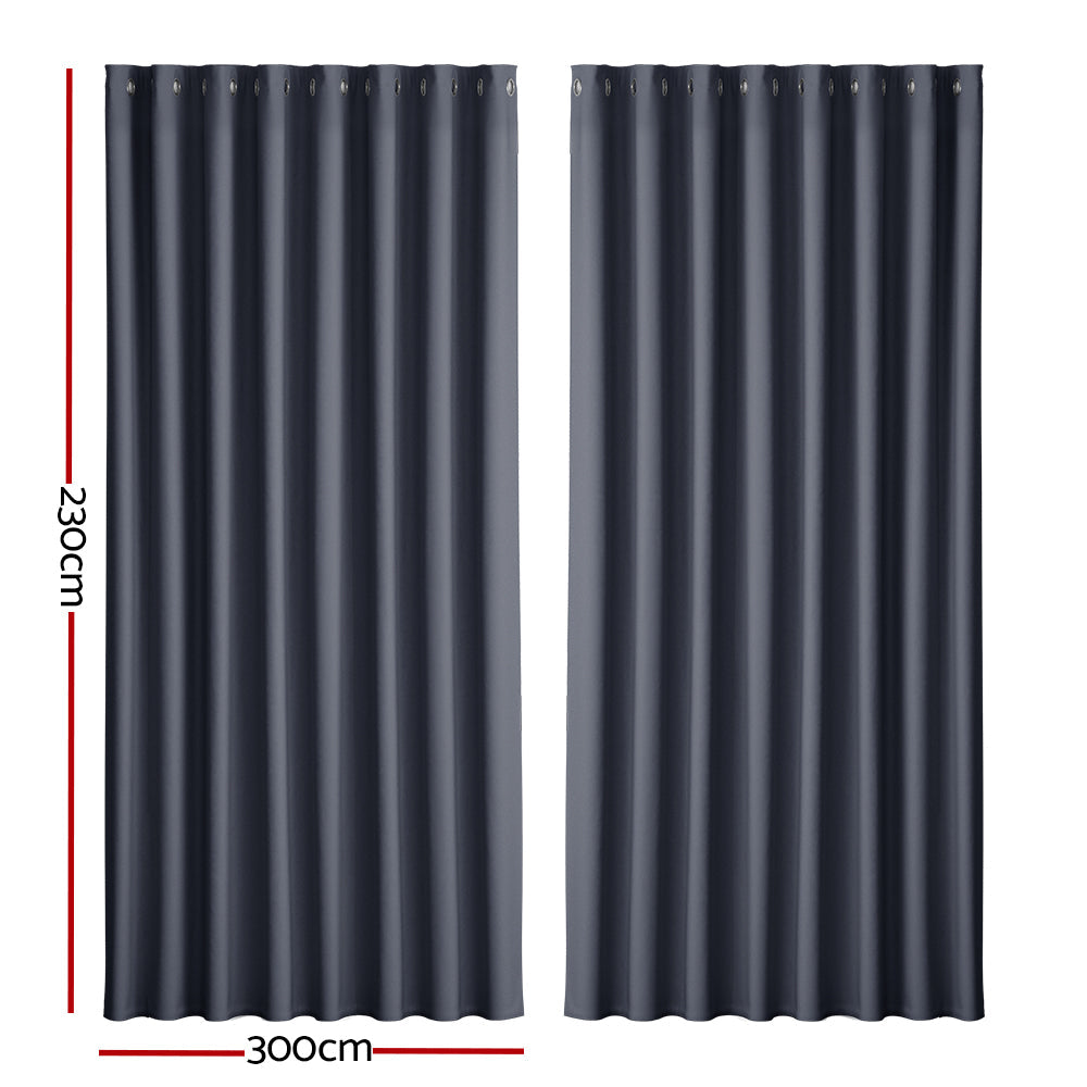NNEDSZ 2X Blockout Curtains Eyelet 300x230cm Charcoal