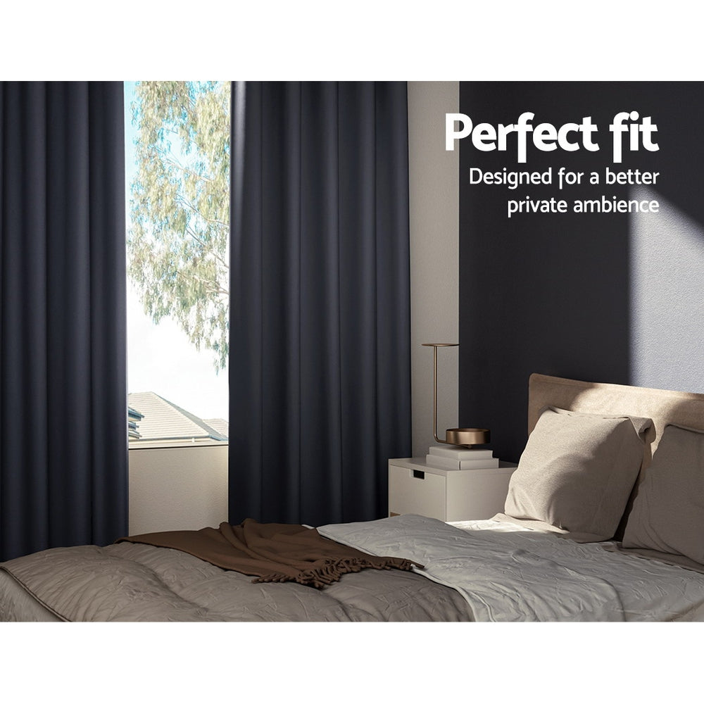 NNEDSZ 2X Blockout Curtains Eyelet 300x230cm Charcoal