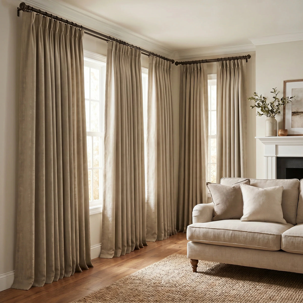 Aurelia Embroidered-Pattern Cotton Curtain