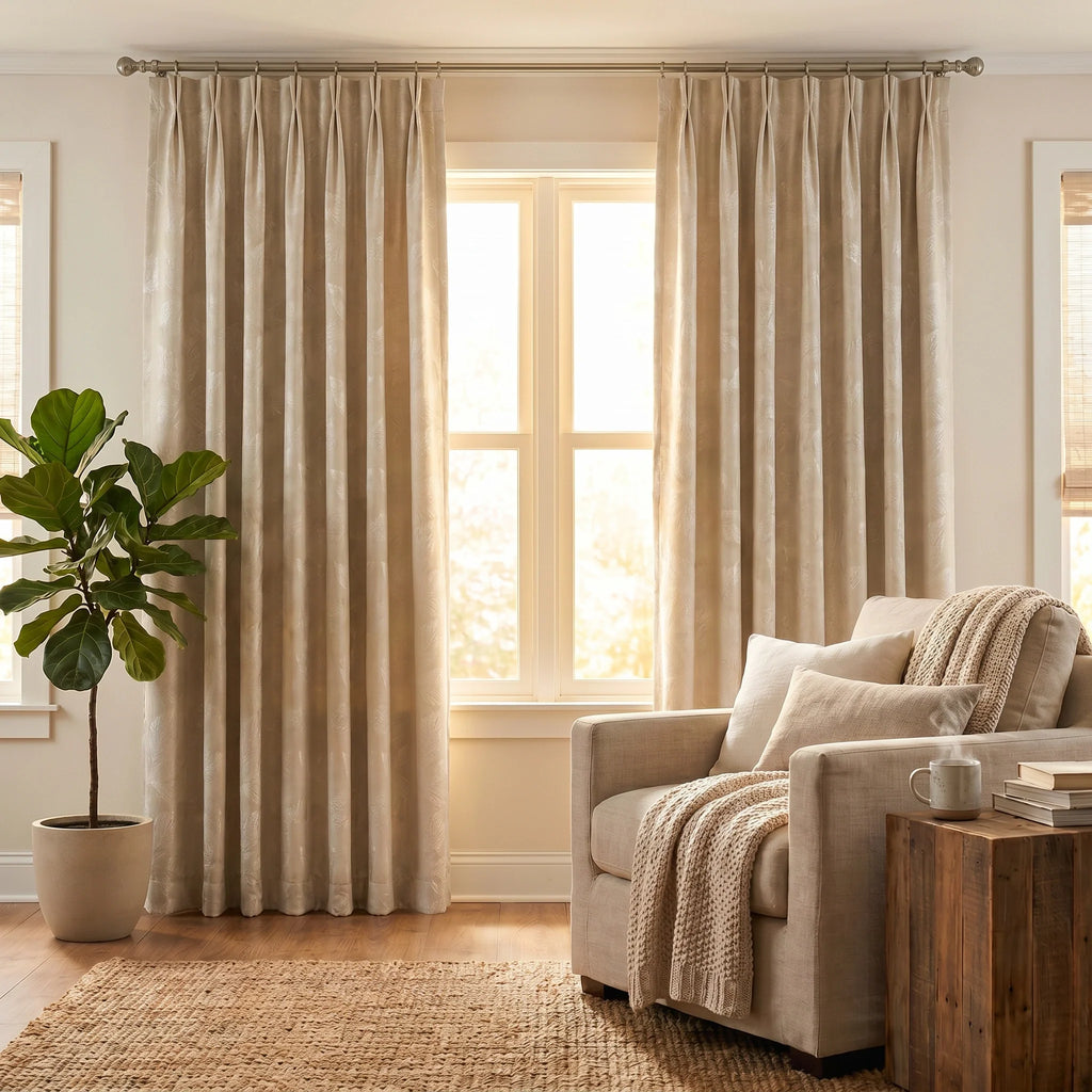 Clementine Embroidered-Pattern Pure Cotton Curtain