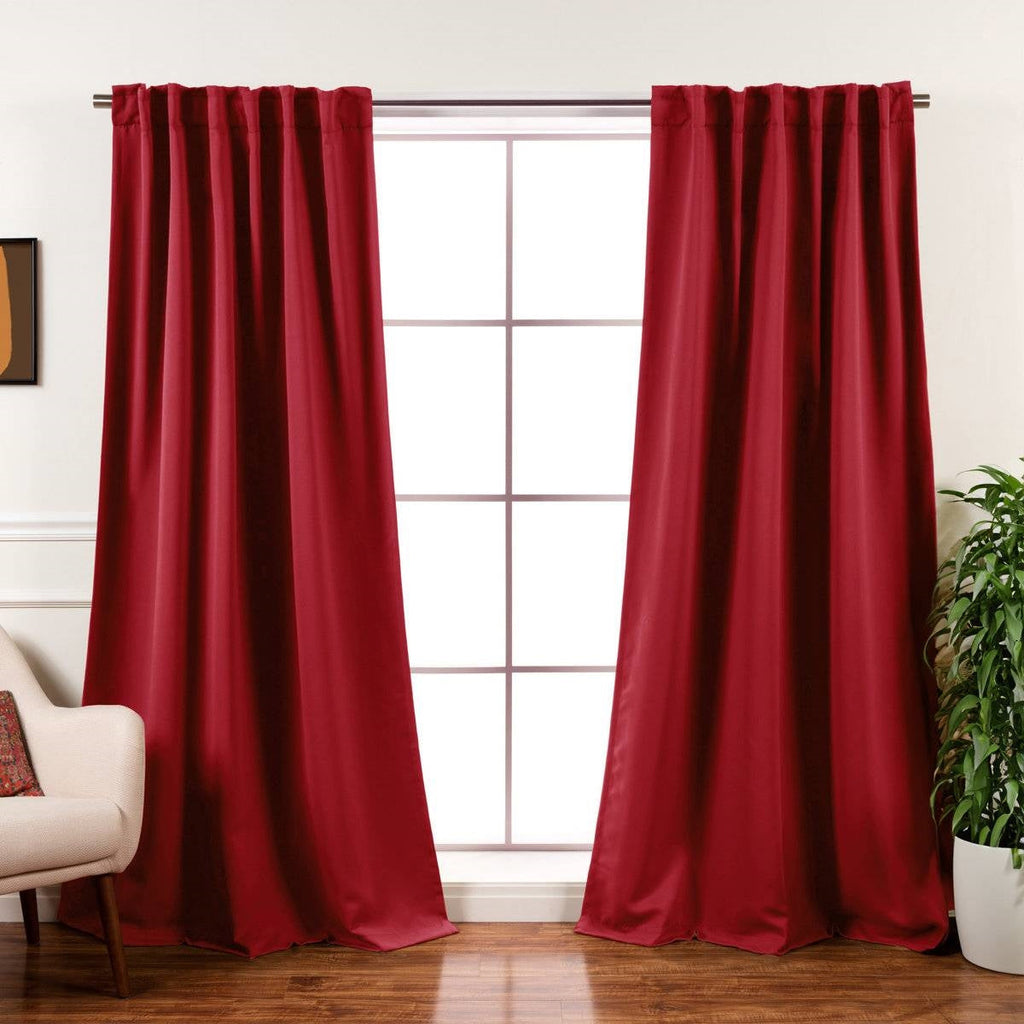 52 x 120 inch Solid Red Thermal Blackout Curtain Panels - Set of 2