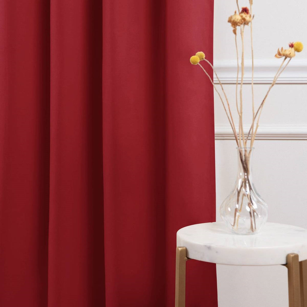 52 x 120 inch Solid Red Thermal Blackout Curtain Panels - Set of 2