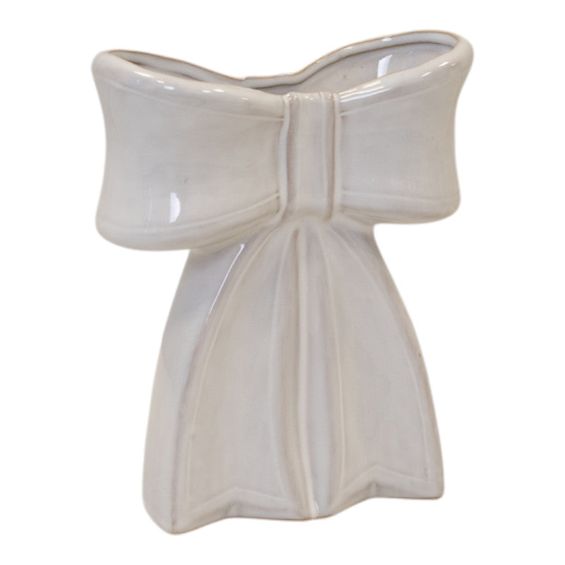 White Ceramic Bow Vase Large