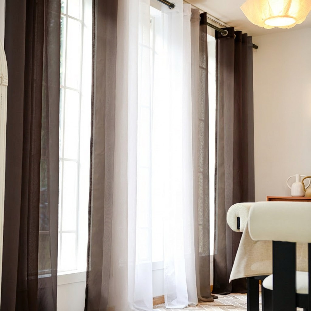 Custom Linen Texture Ombre Sheer Curtains