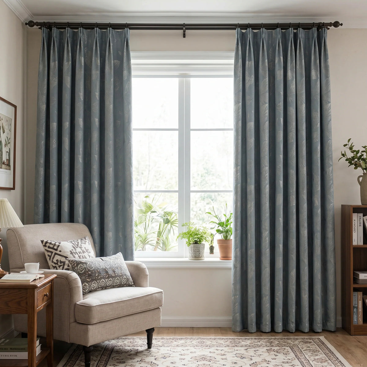 Clementine Embroidered-Pattern Pure Cotton Curtain