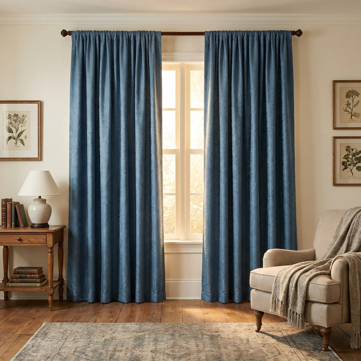 Elowen Embroidered-Pattern Cotton Curtain
