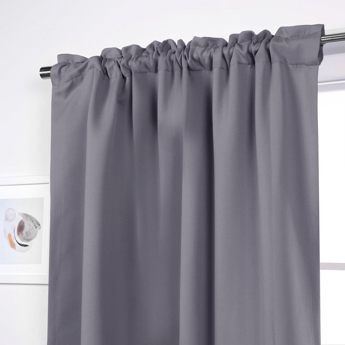 52 x 102 inch Solid GreyThermal Blackout Curtain Panels - Set of 2