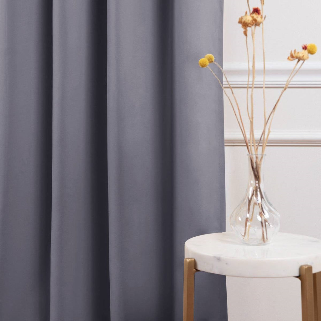 52 x 102 inch Solid GreyThermal Blackout Curtain Panels - Set of 2