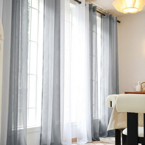 Custom Linen Texture Ombre Sheer Curtains