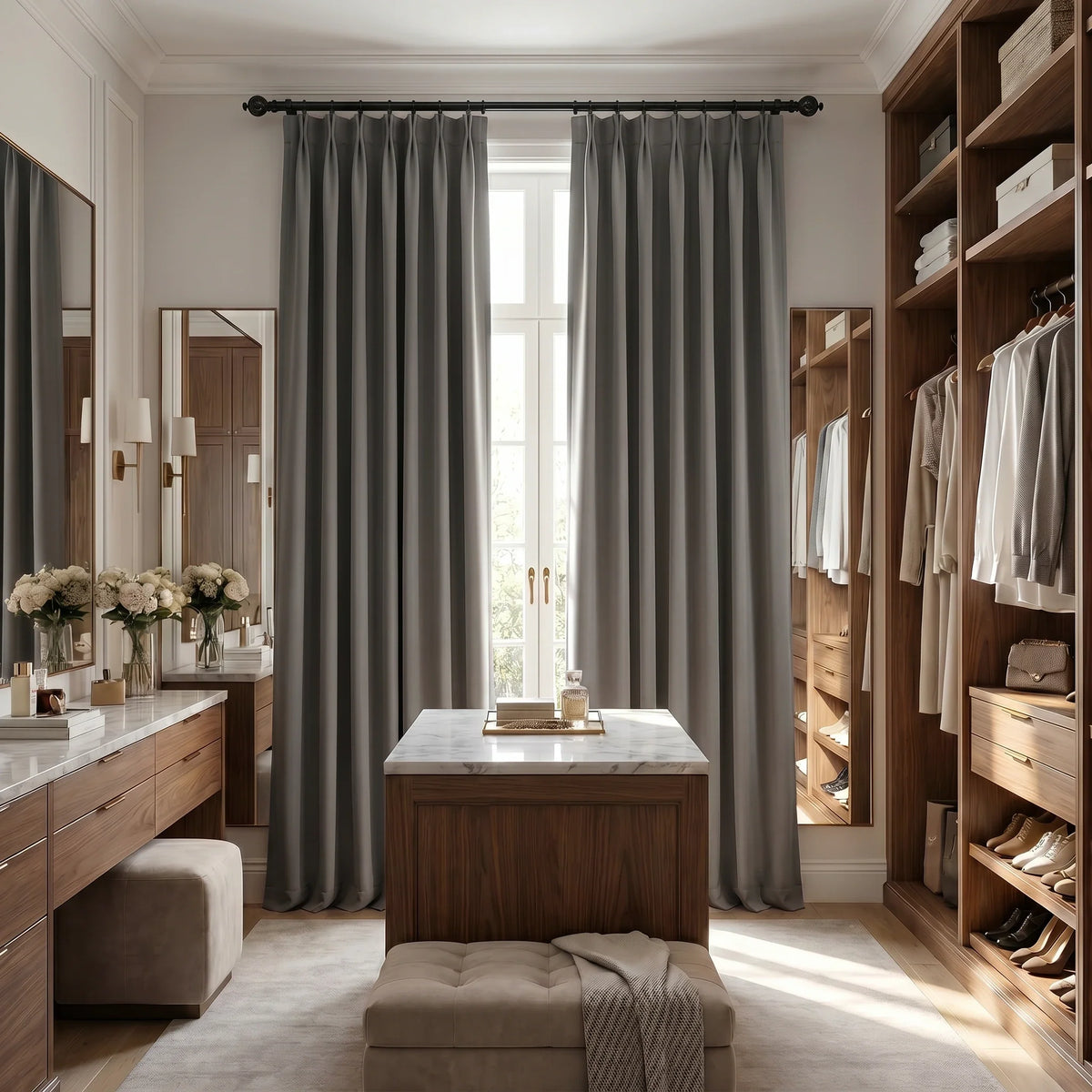 Custom Luxury Silk-Fiber Blackout Curtains