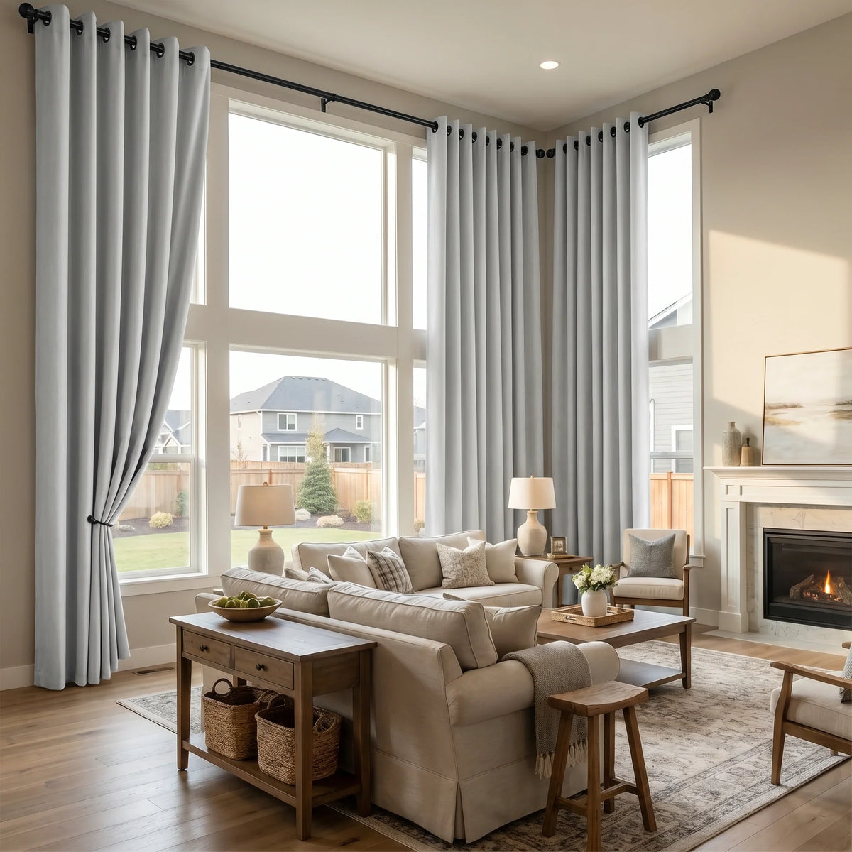 Custom Luxury Silk-Fiber Blackout Curtains
