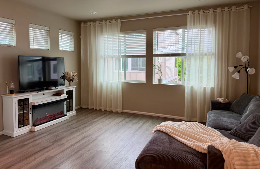 Custom Linen Texture Solid Sheer Curtains