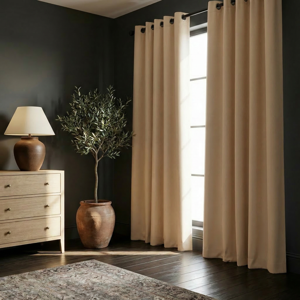 Custom Luxury Silk-Fiber Blackout Curtains