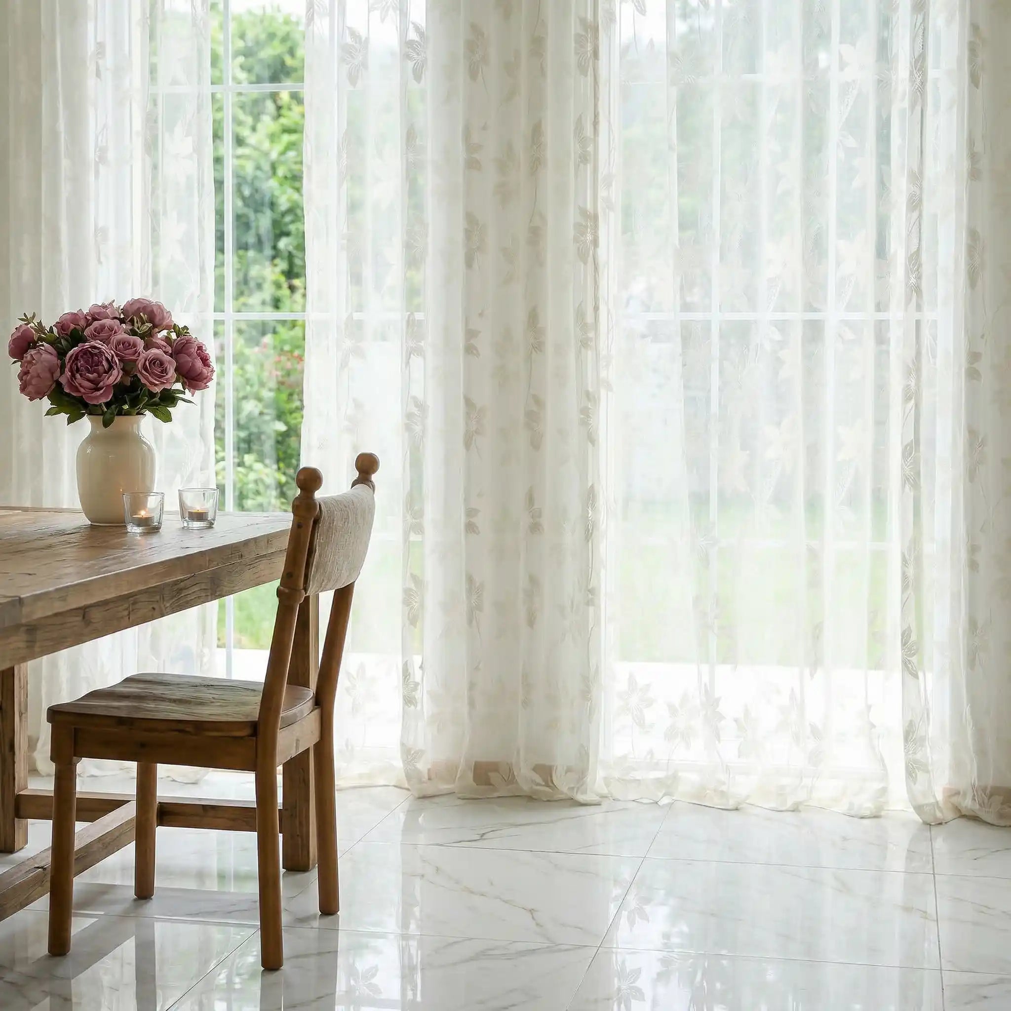 Custom Semi-Sheer Lace Voile Curtains