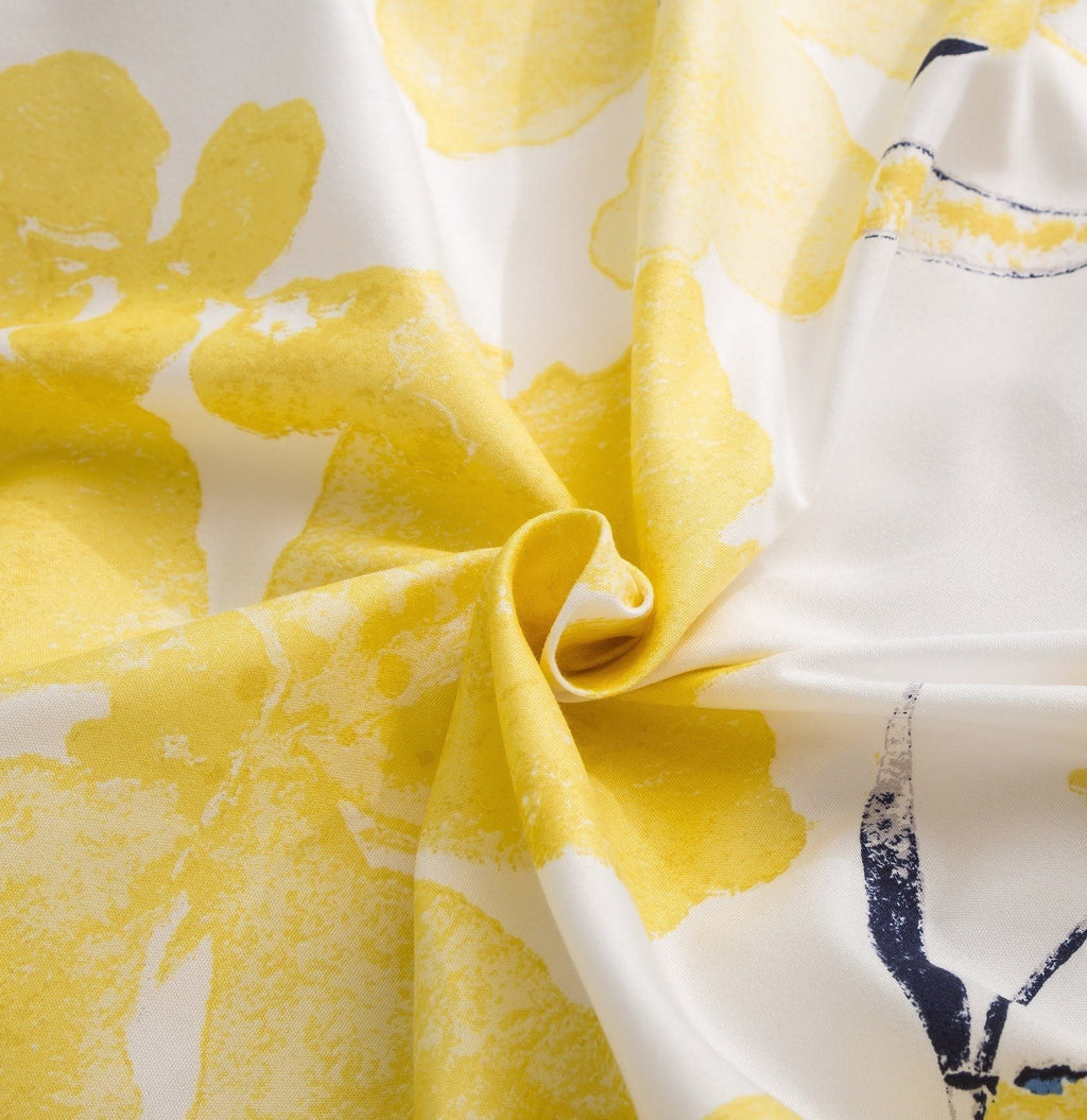 Tache Microfiber Watercolor Tropical Floral Yellow Blue Duvet Cover (JHW-841)