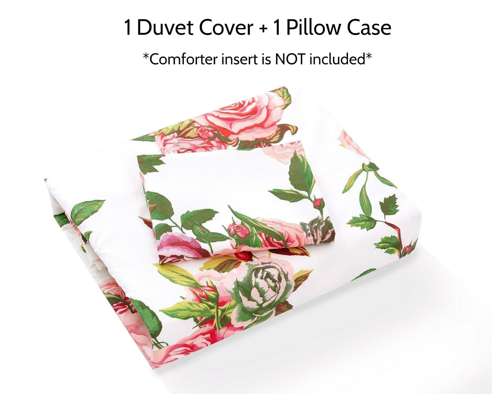 DaDa Bedding Pink Romantic Roses Floral Duvet Cover Set