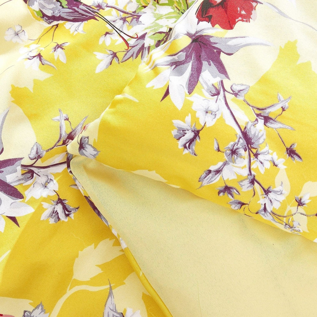 DaDa Bedding Yellow Hummingbird Duvet Cover, Sheets & Valance Set