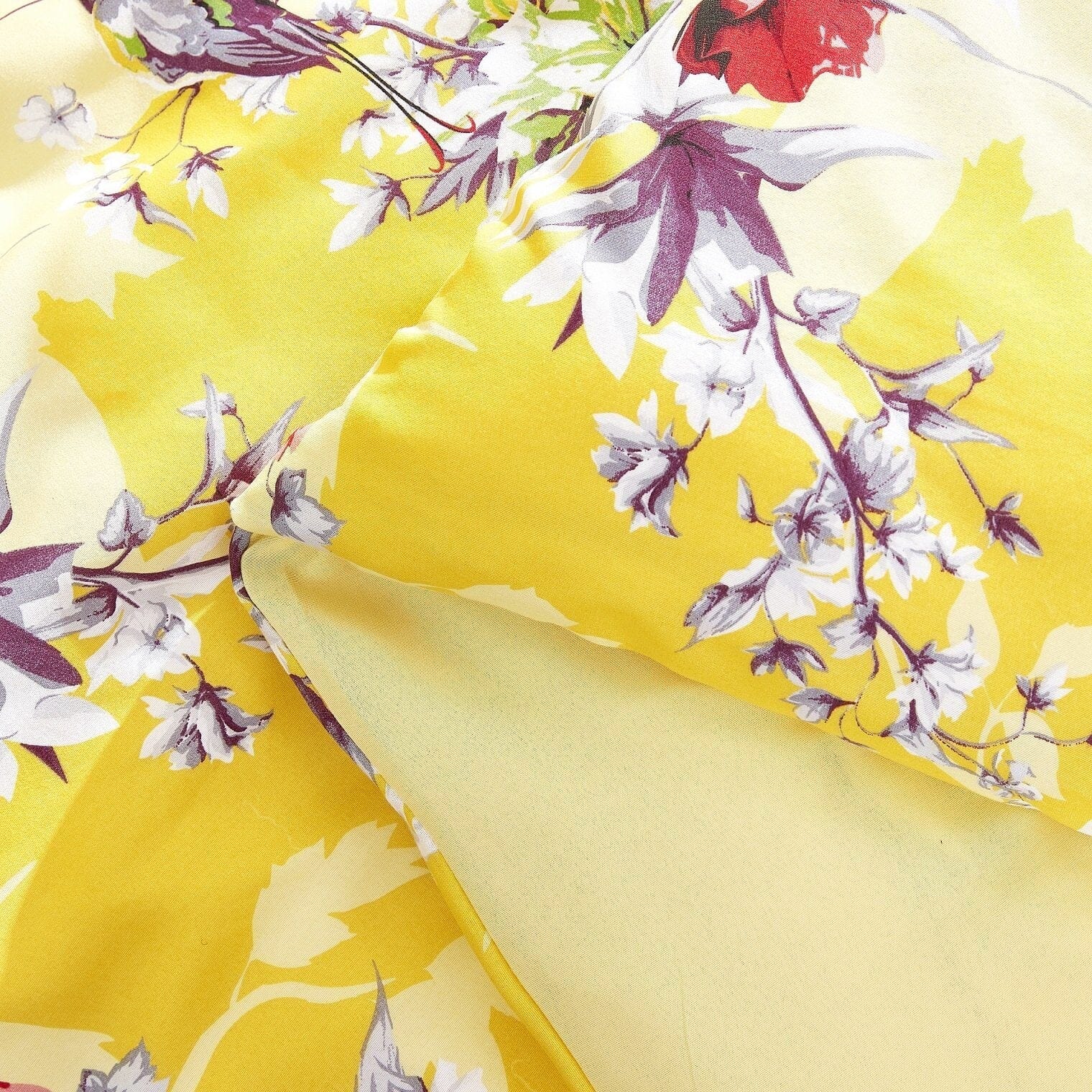 DaDa Bedding Yellow Hummingbird Duvet Cover, Sheets & Valance Set