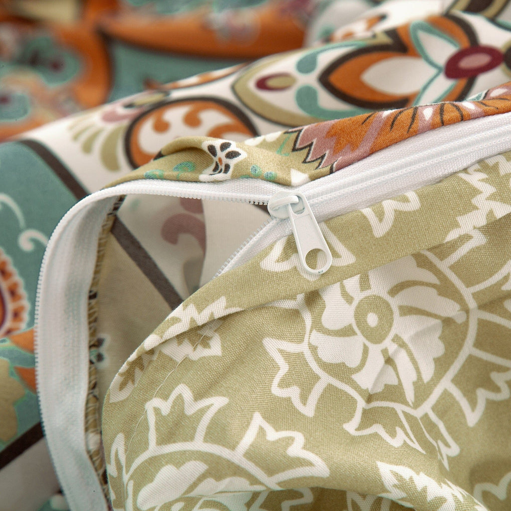 DaDalogy Coral Teal Floral Paisley Duvet Cover Set
