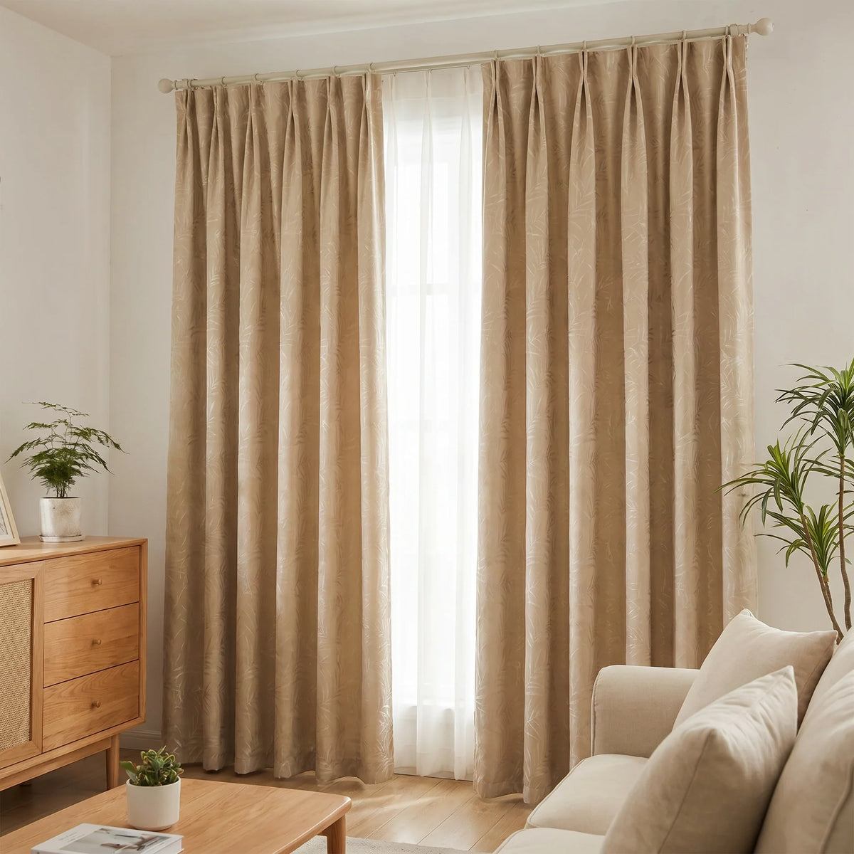 Elowen Embroidered-Pattern Cotton Curtain