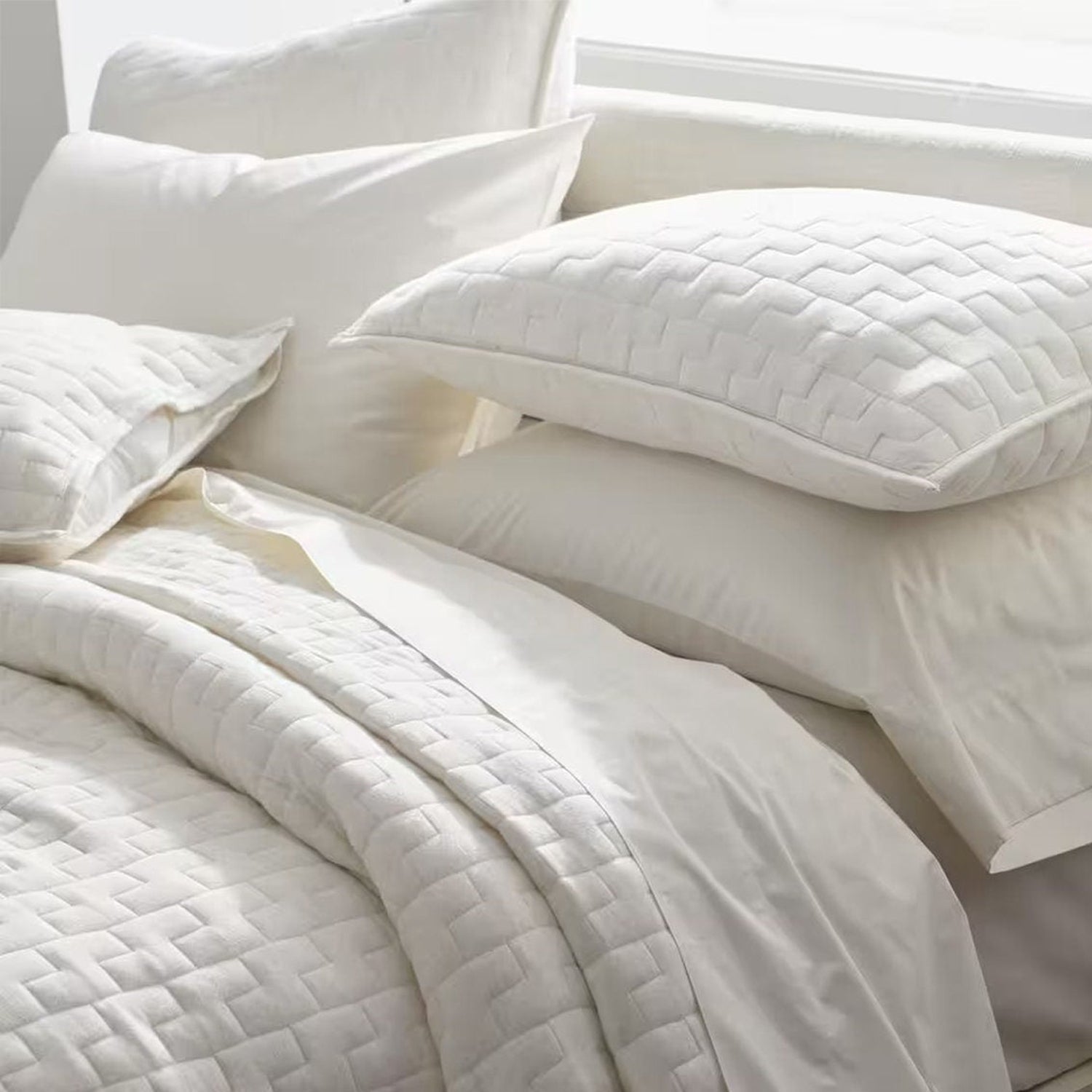 Diamond stitch - Linen Cotton Quilt Sets