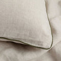 Natural Beige with Moss Green Piping - 100% Pure Linen or Linen Cotton | 3 Piece Piped Duvet Cover Set | Handmade | Pre-washed