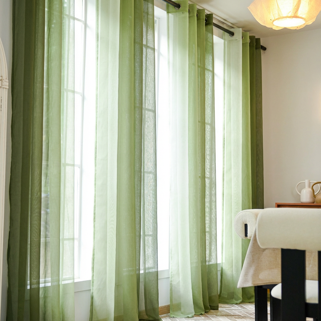 Custom Linen Texture Ombre Sheer Curtains