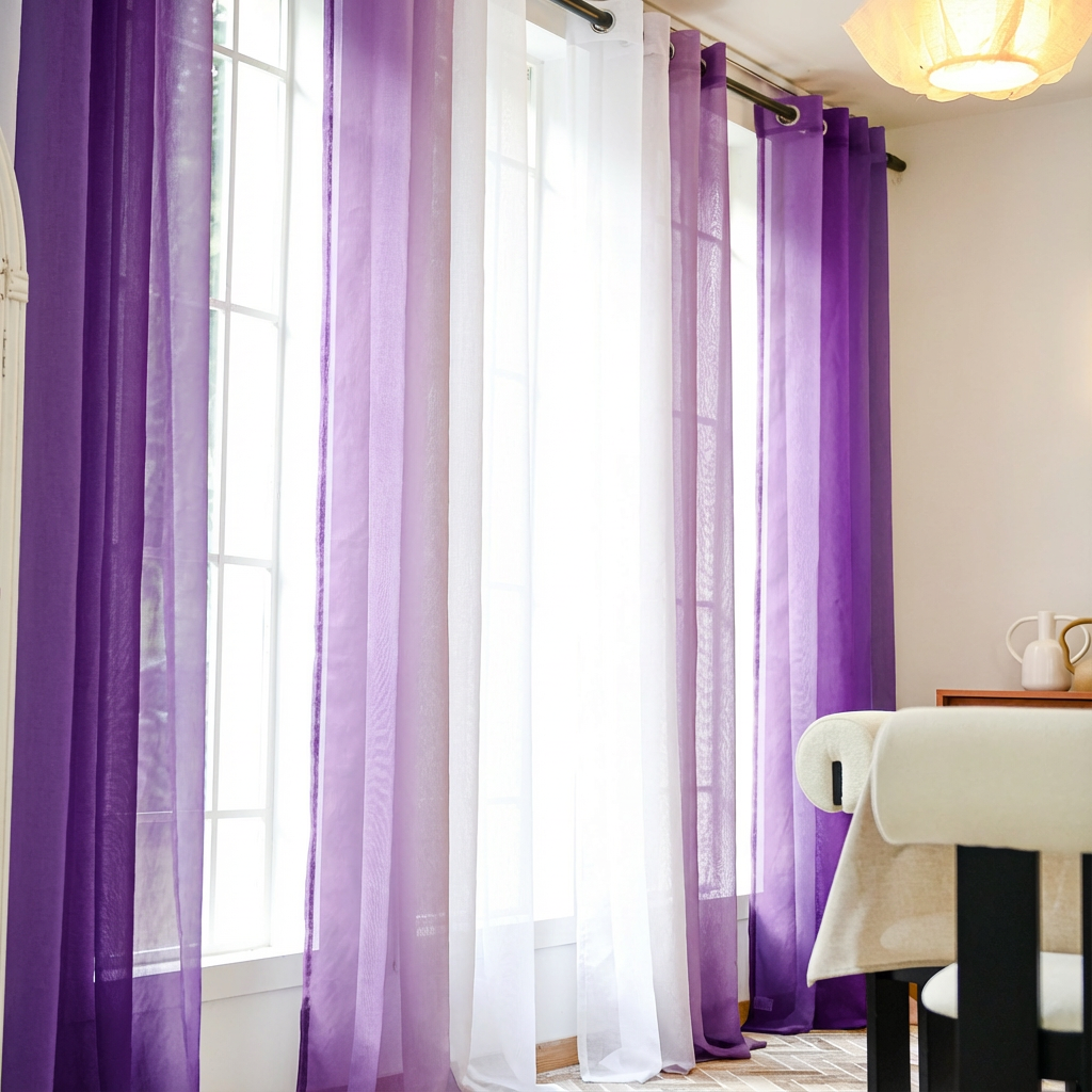 Custom Linen Texture Ombre Sheer Curtains