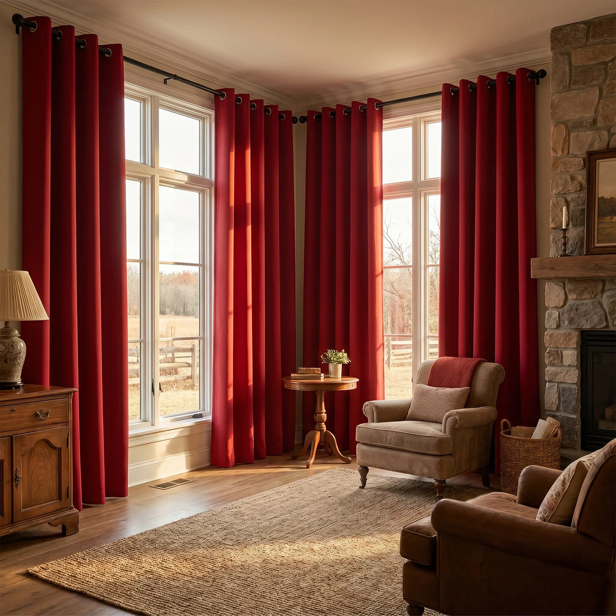 Custom Luxury Silk-Fiber Blackout Curtains