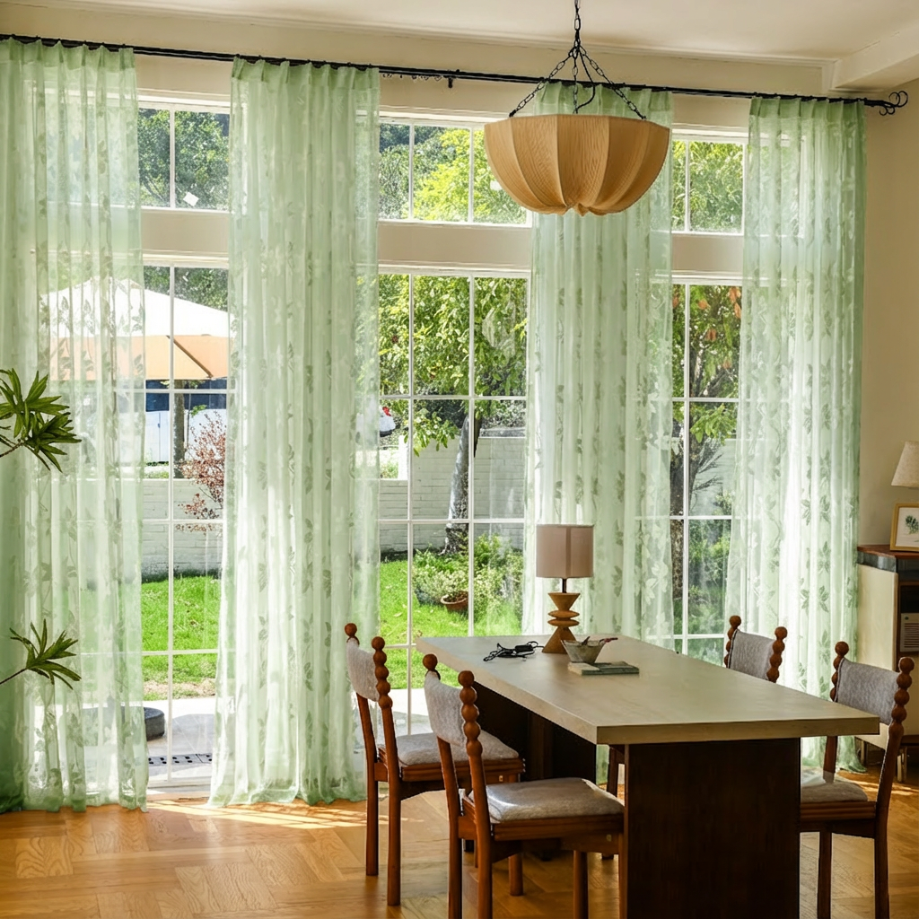Custom Semi-Sheer Lace Voile Curtains
