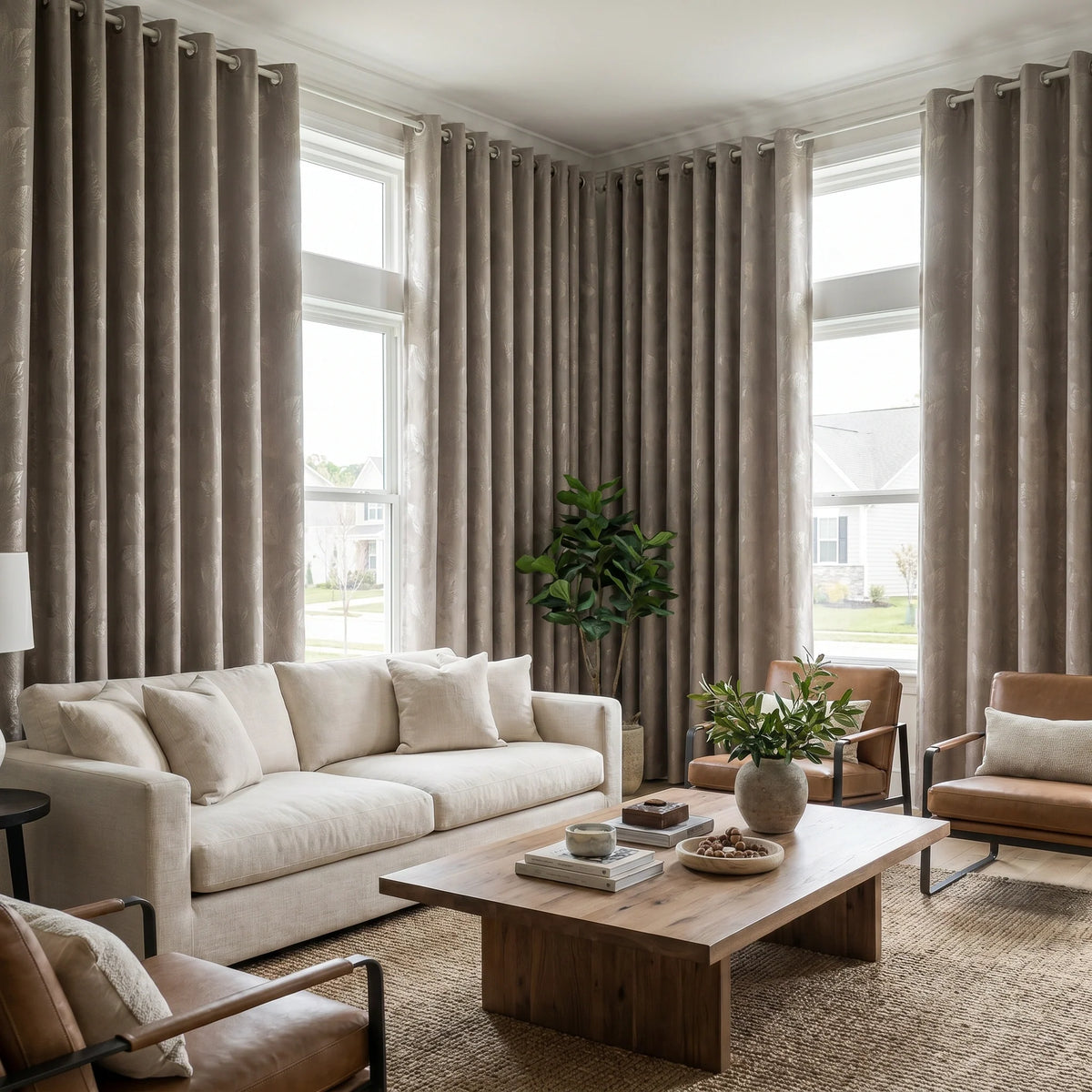 Clementine Embroidered-Pattern Pure Cotton Curtain