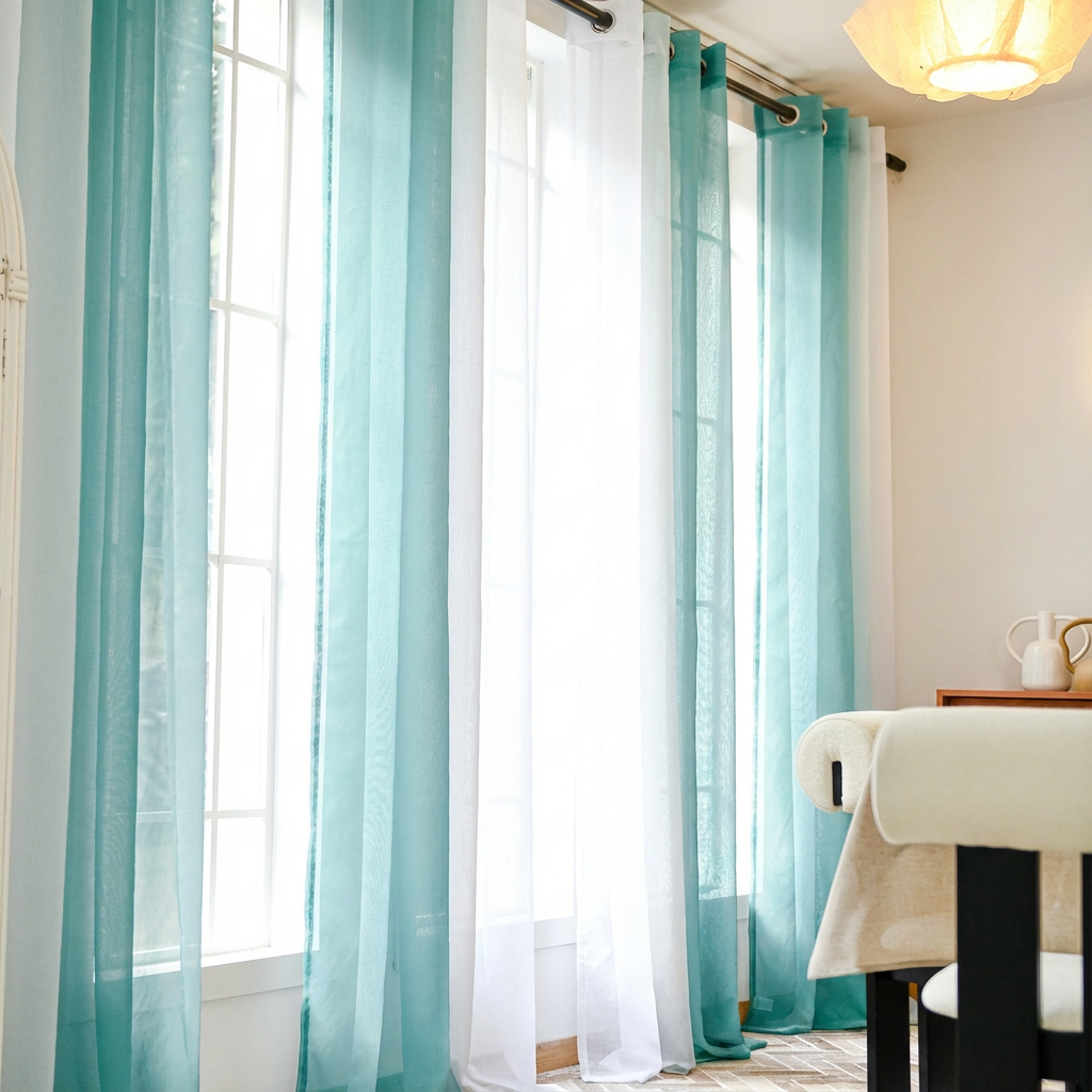 Custom Linen Texture Ombre Sheer Curtains
