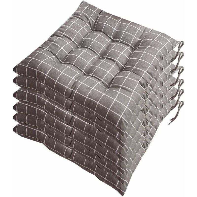 6 Pcs Chair Cushions, Decorative Cushion, Chair Cushion, Garden Cushions, 12 Stitched Details, Different Patterns, Polyester, a, 40 x 40 cm
