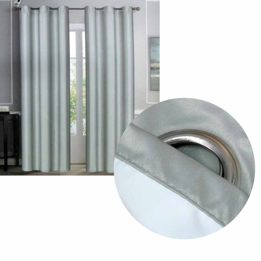 NNEDSZ Emporio Hudson Pair of Coated Back Blockout Eyelet Curtains 137 x 213cm each Silver