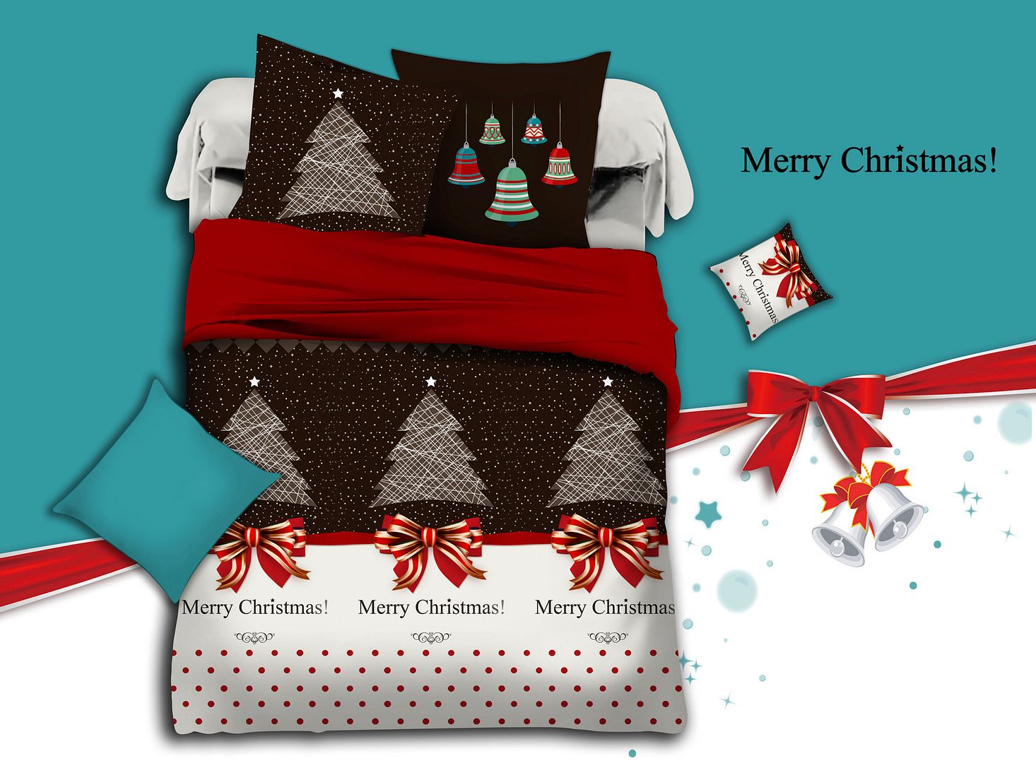 NNEDSZ Merry Queen Size Christmas Quilt/Duvet Cover Set